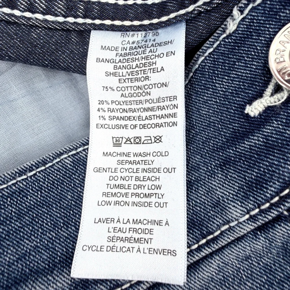 True Religion Denim Trucker Jacket Mens L Blue Excellent Stretch Horseshoe‎ Logo